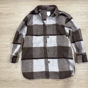 H&M Brown and Gray l Plaid Shirt XS